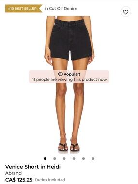 Abrand Venice Short in Heidi — Black Denim
